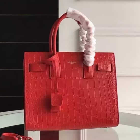 Replica Saint Laurent Baby Sac De Jour Croc Embossed Red Bag